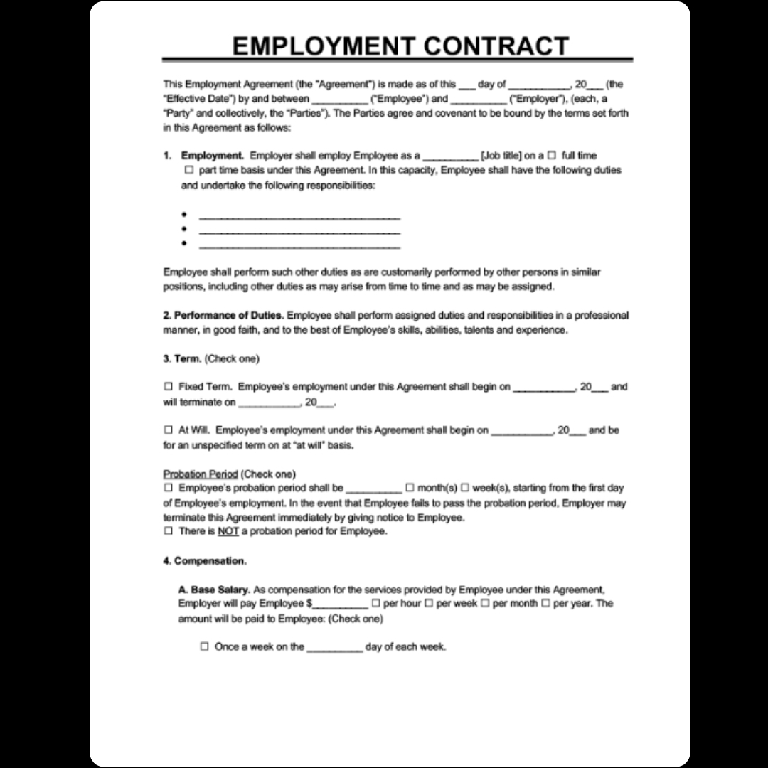 Legal documents - Employment Agreement generated with AI